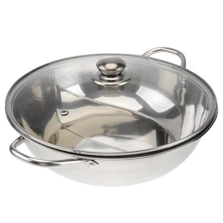 Multifunktionel Induktionskomfur Gryde Rustfrit Stål Dobbelt Hot Pot Kogegrej Gryder med Låg (30cm)