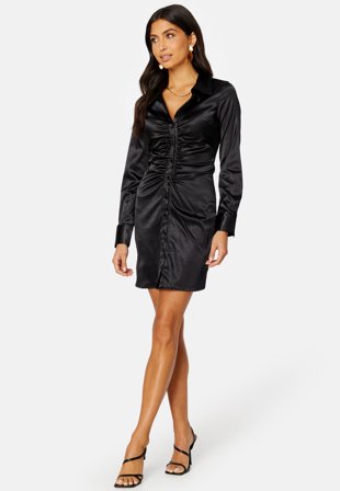 BUBBLEROOM Ellie ruched mini dress Black Klær