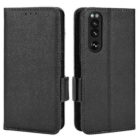 För Sony Xperia 5 Iv 5g Litchi Textur Ställ Plånbok Telefonfodral Pu Läder Dubbel Magnetisk Lås Fodral