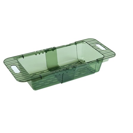 Över diskbänksil, hopfällbar design, transparent, snabbdränerande, hållbar PET-sil, transparent grön sil med hopfällbar design