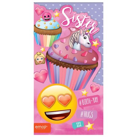 Emoji Syster Födelsedag Grattis Kort En Storlek Rosa