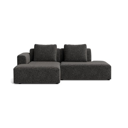 Como Lille Chaiselong Sofa, Venstrevendt Open End - Genesis Antracit - 226x155x83cm - Håndlavet i Europa med 2 Ryghynder for Optimal Komfort