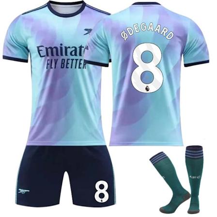 2425Arsenal andra bortatröja Odegaard fotbollströja uniform + strumpor 22(120-130cm)