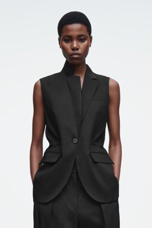 COS Women's Slim Linen Waistcoat in Black