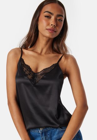 ONLY Victoria SL Lace Mix Singlet Black Klær