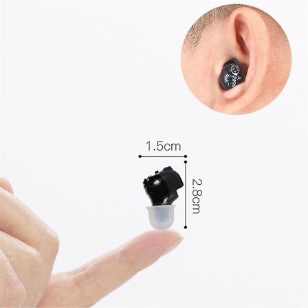 Uppladdningsbar hörapparat Mini Inner Ear Deaf Amplifier för äldre Intelligent brusreducering(Svart)