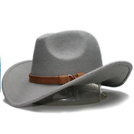 VÄSTERN COWBOY RODEO HATT FÖR MÄN SVART FILT COWBOY RIDHATT (Grå)