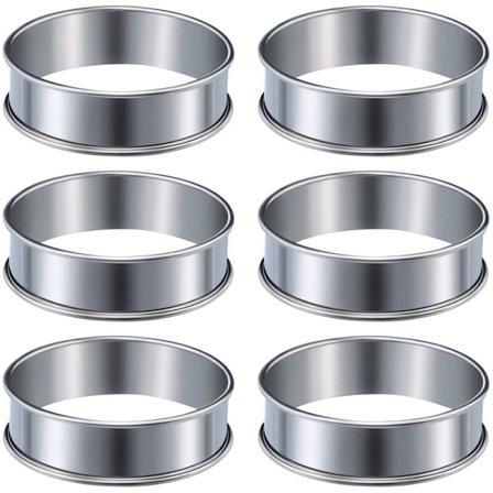6 stk. Muffinringe Dobbelt rullet ring Rustfrit stål Muffinringe Metal Rund ringform til madlavning