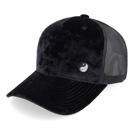 Iconic - Svart trucker Caps - Yin Yang Velvet Black/Black A-frame Trucker @ Hatstore