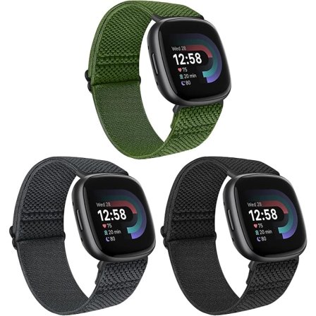 3-pakning elastiske nylonremmer kompatible med Fitbit Versa 4-rem/fitbit Versa 3-rem/fitbit Sense-rem/sense 2-rem, myk løkke justerbar sportsreim