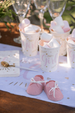 Dekoration tygsko 4-pack vita - Baby Shower Dekoration - Dop Dekoration - Kalaslagret.se