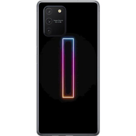 Kompatibel Mobilcover til Samsung Samsung Galaxy S10 Lite Minimalistisk neonbogstav I i regnbuefarver mod mørk baggrund