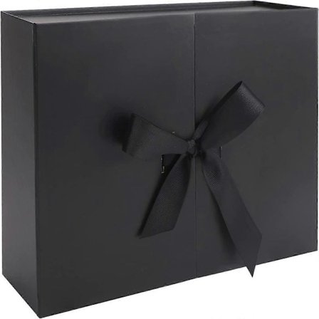 Luxury Gift Box with Ribbon, Collapsible Gift Box for Gifts with Lid 26.5x19x8cm Black