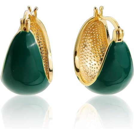 Tykk Chunky Huggie Hoop Øredobber for Kvinner – Statement Vintage Gullbelagt Cubic Zirconia Sensitive Ører Hypoallergeniske Stud Smykker Gave