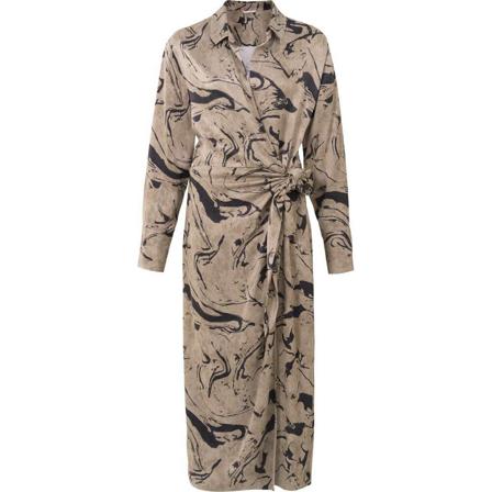 Yaya, Midi dress with print vintage khaki beige Beige, Dames, Maat:M,stof