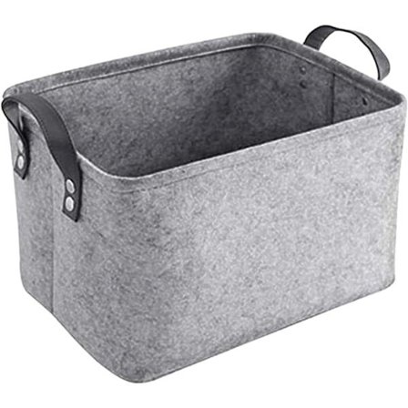 Hopfällbar förvaringskorg i filt för kläder (ljusgrå, 25X39X29CM)