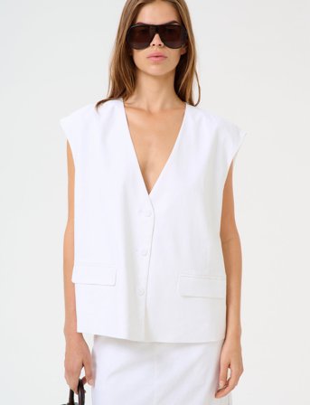 Gestuz Gzizza Linen Waistcoat - White - 42
