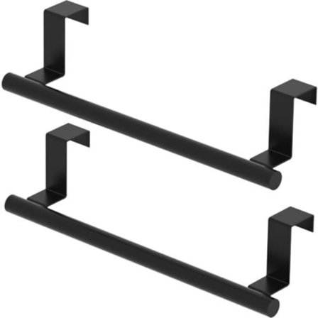 Håndklædeholder til skabslåge, køkkenrulleholder til skabslåge, håndklædestang i rustfrit stål til skabslåge, mat sort, 2 stk./NC/