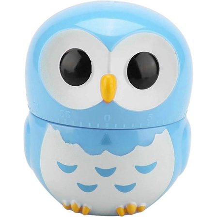 Söpö pöllön muotoinen ajastin mekaaninen manuaalinen ajastin mekaaninen kotikeittiön laskurit herätyskello keittiövälineet (sininen)