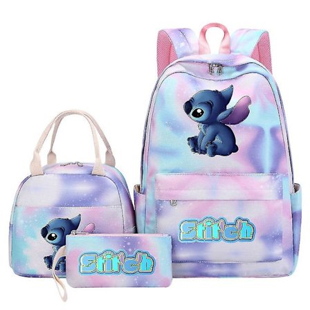 3-delars Lilo och Stitch Ryggsäcksset - Multi-ficka Rese Skolväska för Kvinnor & Män - Högkvalitativa Mochilas för Tonåringar, Casual Stil