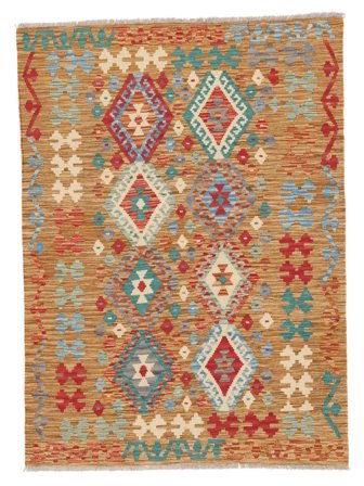 Kelim Afghan Old Style Vloerkleed 125X173 Bruin/Donkergroen Wol, Afghanistan