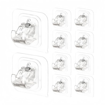 10 st gardinstång, stansfri fixeringsklämma, stödklistermärke, justerbar gardinstångskrok, badrum, kök, toalett, hotellgardinhängare