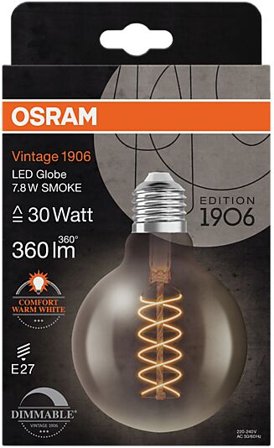 OSRAM Led Dekorasjonspære E27 G95 30 360lm Smoke Dim Ekstra Varm