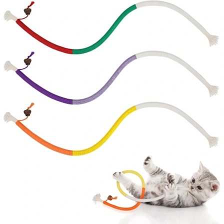 3 stk. Kat Bidelegetøj af Reb, Interaktivt Kattelegetøj til Indekatte, Fyldt med Naturlig Katteurt, Kattelegetøj til Tandrensning og Stressreduktion, 