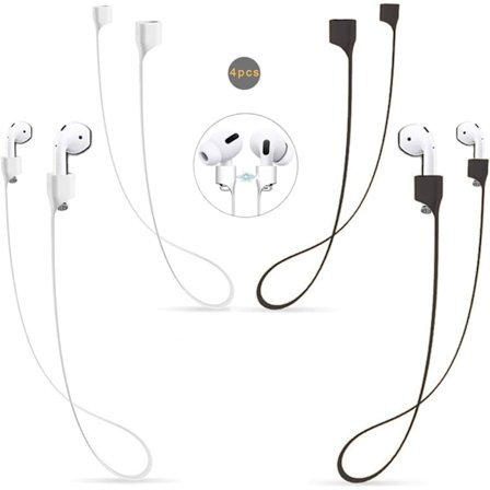 Airpods Rem Magnetisk Ledning Anti-Tab Snor Sports Snor, 4 stk. Farverig Blød Hudvenlig Silikone Halskæde Omkring Ørepropper Snor, Kompatibel med