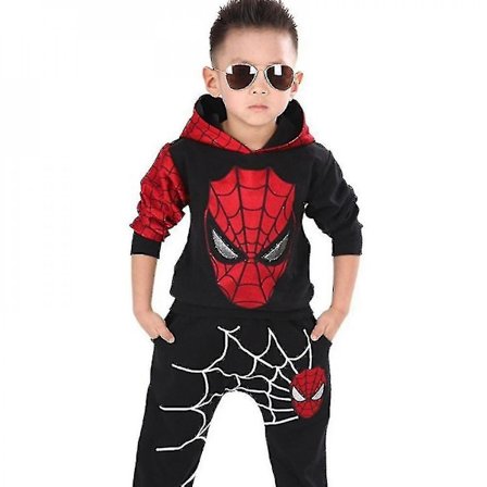 Kids Boy Spiderman Sportswear Hættetrøje Sweatshirt Bukser Suit Suit Tøj