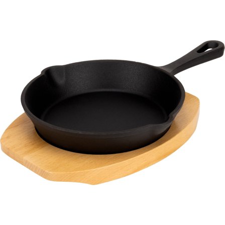 Essentials Serveringspanne i støpejern 16 cm, bordskåner i tre' - 'Sort/tre