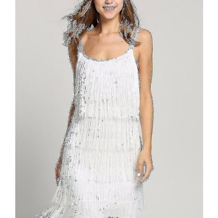 Upea Gatsby-mekko 1920-luvun juhliin, vintage-helmikoristelu, naisten hapsumekko (FMY) valkoinen Z valkoinen XXXL