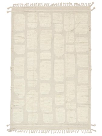 Håndknyttet Berber Style 195X292 Uldtæppe Gul/Beige