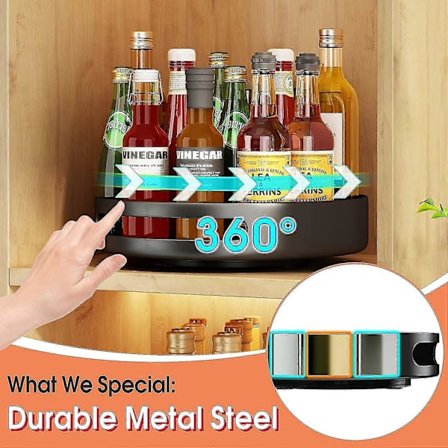 Roterende Krydderhylle i Metall, Brukes til Skap, Benkeplater, Garderober, Kjøkken eller Spiskammersbord