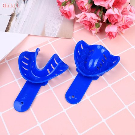 2 st Färg Plast Autoklaverbar Vuxen och Barn Tandavtryckssked för Dental Alginatavtryck Högkvalitativt Material