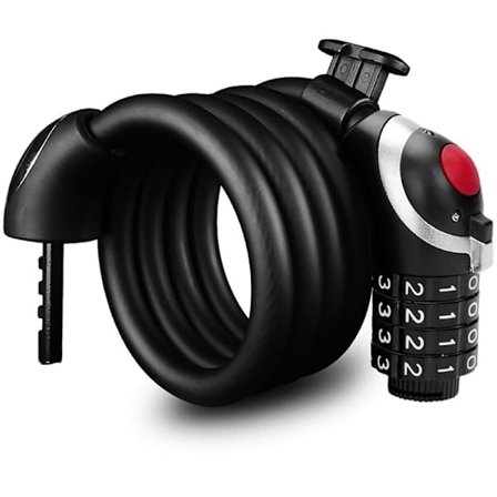 1,2M Kabel Lås Hög Säkerhet 4 Siffror Återställbar Kombination Spiral Kabel Anti-Stöld Anti-Stöld Kabel Lås