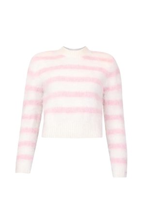 Hairy Knit Fitted Sweater pink Stripe L