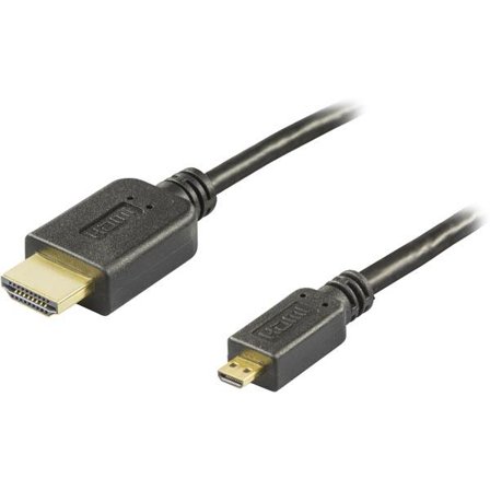 Deltaco HDMI-1053 - HDMI med Ethernet-kabel - mikro-HDMI (hann) til HDMI (hann) - 5 m - svart