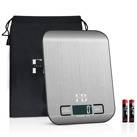 Elektronisk kjøkkenvekt 5 kg, digital matvekt med LCD-skjerm, tarafunksjon, inkl. beskyttelsesetui