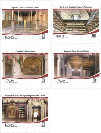 Italien - Historiske hospitaler - Postfrisk sæt 5v