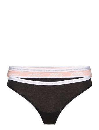 Thong 2Pk Stringtrosa Underkläder Svart Calvin Klein