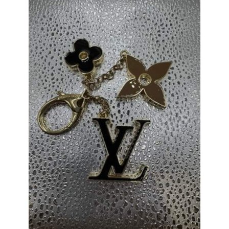 Monogram Blomstil Väskberlock Nyckelring Guld Beige – Ingen Ask