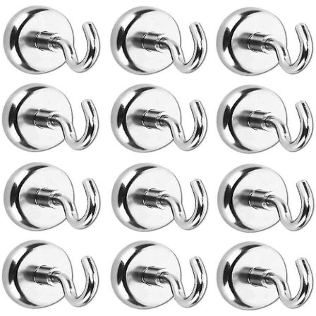 12 stk magnetiske kroker 16mm Super sugekraft Sterke magnet Neodymium kroker