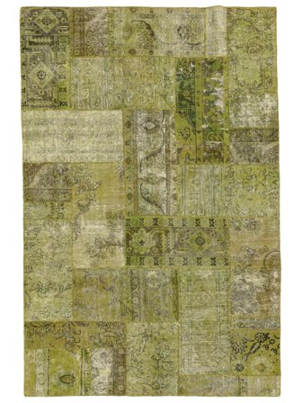 Annodato A Mano Patchwork Tappeto 199X300 Vintage Di Lana Giallo Scuro/Verde Scuro