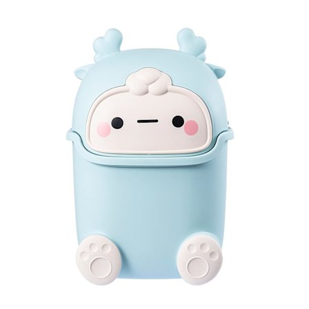 Plast soptunna kreativ mini skrivbord soptunna med lock litet hemmakontor rengöring soptunna skrivbord förvaringsbehållare (Blå)