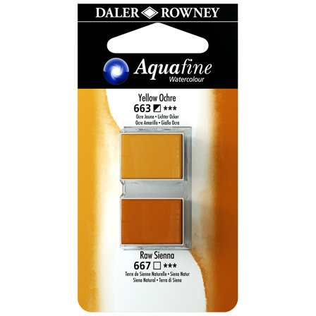 Aquafine Aquarelle Half-pan Duo Yellow Ochre/Raw Sienna