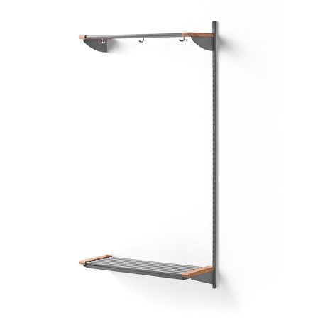 Wandgarderobenschrank JEPPE mit Hutablage, Anbauelement, 1790x900x310 mm, Alu/Eiche