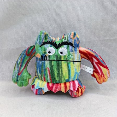 Mood Color Monster Plyslegetøj - Blødt stofdyr med udtryksfulde øjne, levende blandede farver og hvirvlende mønster [DB]