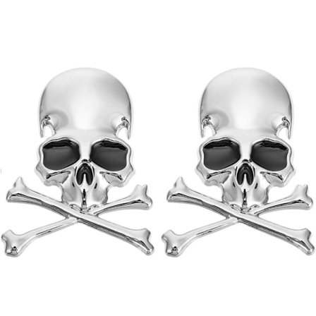 2st Skalle Crossbone Emblem Stickers Skalle Skeleton Car Emblem
