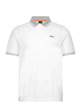 Peglitchknit Polos Short-sleeved Hvit BOSS*Betinget Tilbud